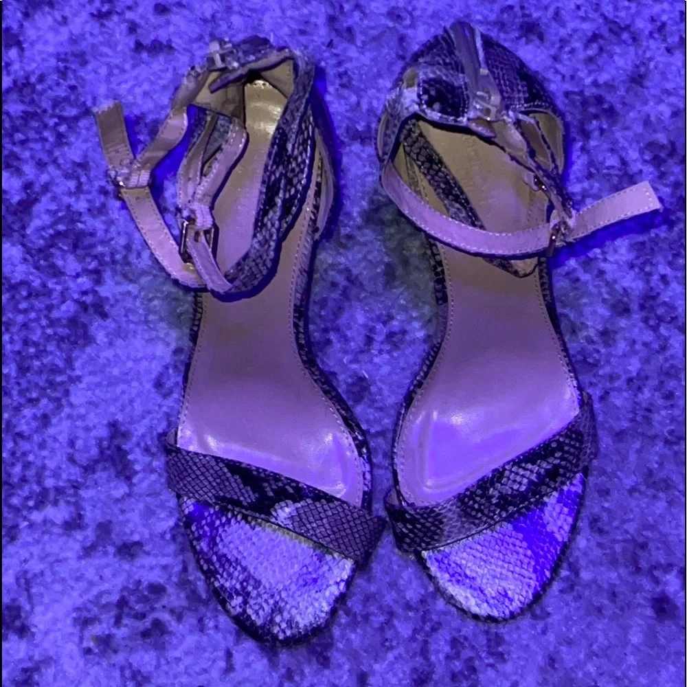 Charlotte Russe Snakeskin Double Buckle Ankle Strap Sandal Heels Size: 8